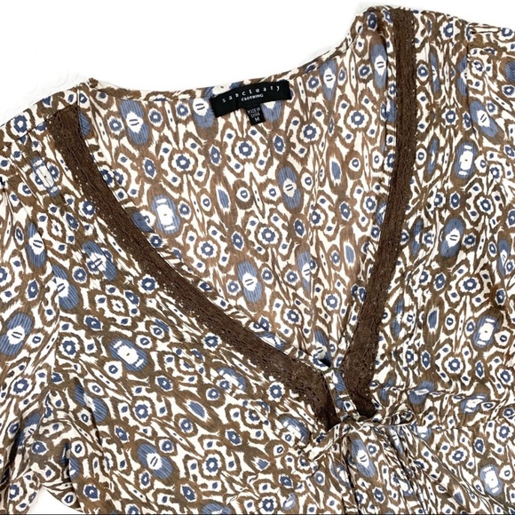 Sanctuary Silk Ikat Pattern Bell Sleeve Dress M - Picture 6 of 7